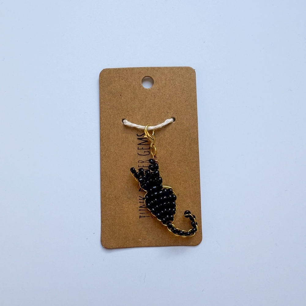 Black Cat Beaded Halloween Charm